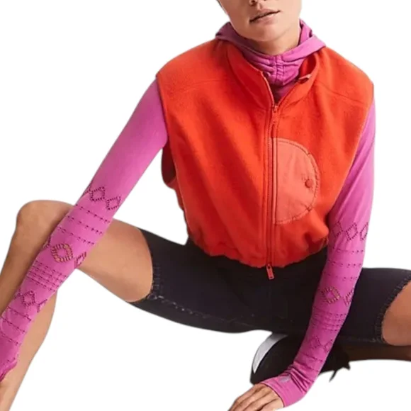 FP MOVEMENT Cropped Fleece Vest Base Camp Sherpa Free People XS 0 2 - Picture 10 of 11